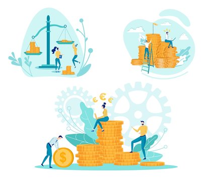 Financial Consultant Flat Vector Illustrations Set