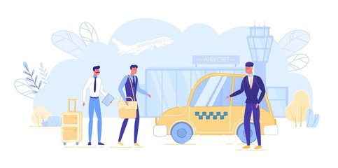 Businessman Meets or Escorts Partner to Airport.