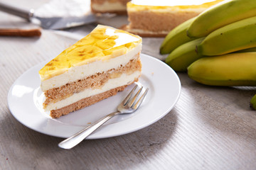 Tasty homemade banana cake with jelly