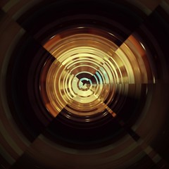 Abstract dark light circles background with luxurious golden color tone.