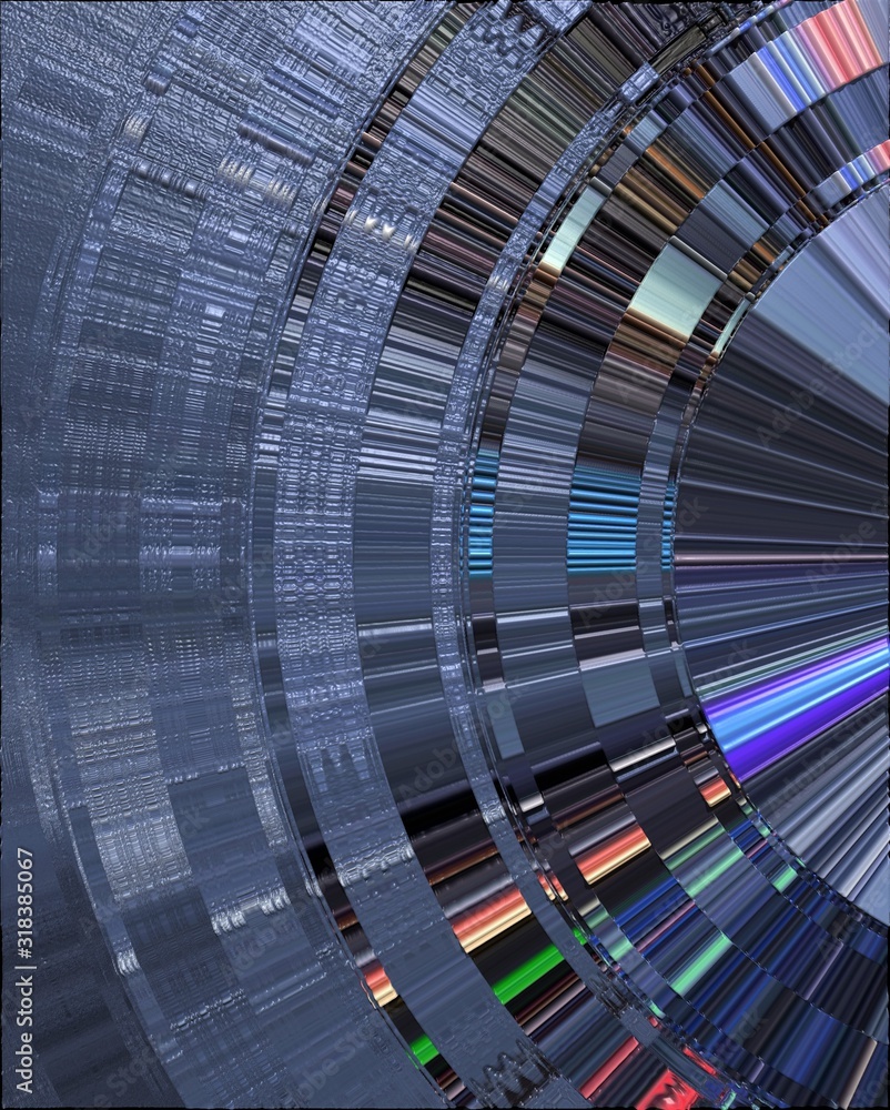 Fototapete abstract technology concept shiny circle lines background with metallic surface. 3d rendering illust