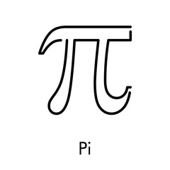 Símbolo matemático pi. Icono plano lineal en color negro