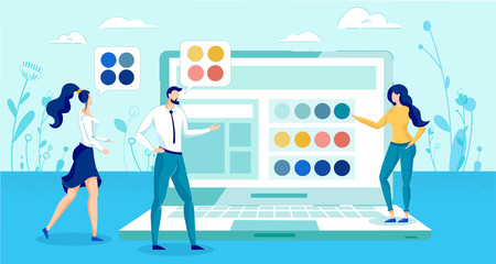 Man and Women Discussing Color Spectrum for Site