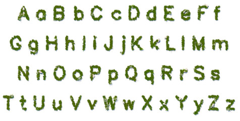 Rendered alphabet made of grass