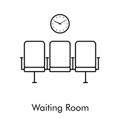 Printed roller blinds Waiting room Icono lineal sala de espera en color negro