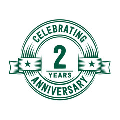2 years logo design template. 2nd anniversary vector and illustration.