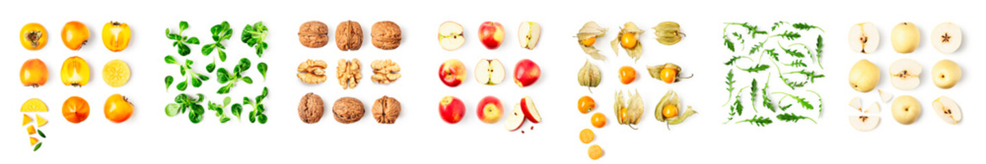 Different fruits set and creative banner.
