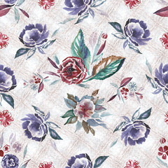 Floral seamless pattern.Watercolor flowers,leaves - 318389293