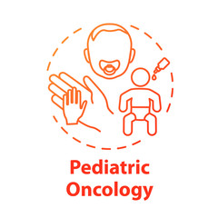 Pediatric oncology concept icon. Child health care. Childhood cancer treatment. Medicine, healthcare. Pediatry idea thin line illustration. Vector isolated outline RGB color drawing