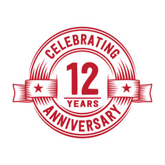 12 years logo design template. 12th anniversary vector and illustration.