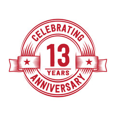 13 years logo design template. 13th anniversary vector and illustration.