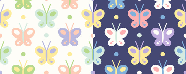 Retro seamless set patterns with butterfly