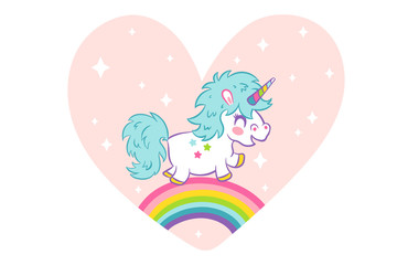 Vector card cute unicorn