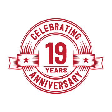 19 years logo design template. 19th anniversary vector and illustration.