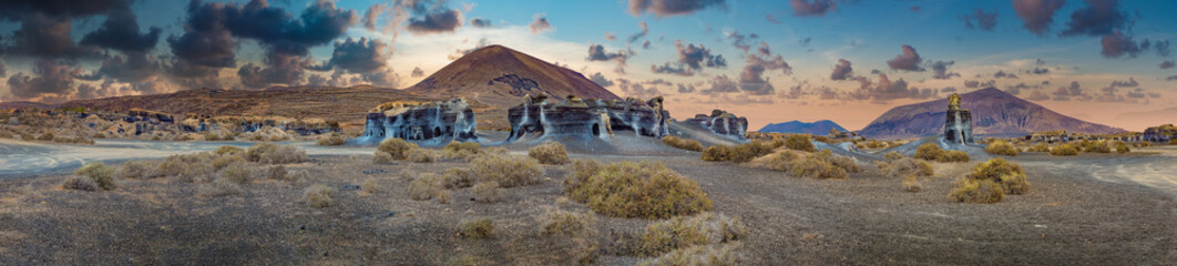 Volcanic landscape at Timanfaya National Park, Lanzarote Island, Canary Islands, Spain.Scenery mountains,volcanoes and craters in wild landscape  © C.Castilla