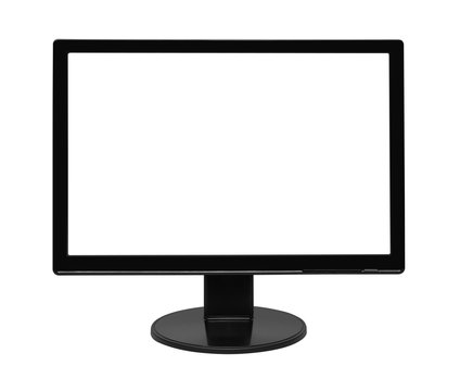 Flat led TV monitor isolated on white