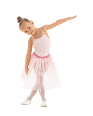 Naklejka premium Cute little ballerina on white background