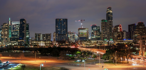 Fototapeta premium Panoramic View of Downtown Austin Texas Early At Dawn