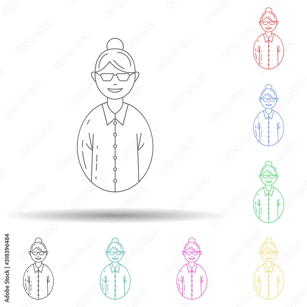 Poster avatar teacher multi color style icon. simple thin line, outline vector of avatars icons for ui and 