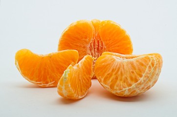 Fresh tangerines on white background. Studio shot.