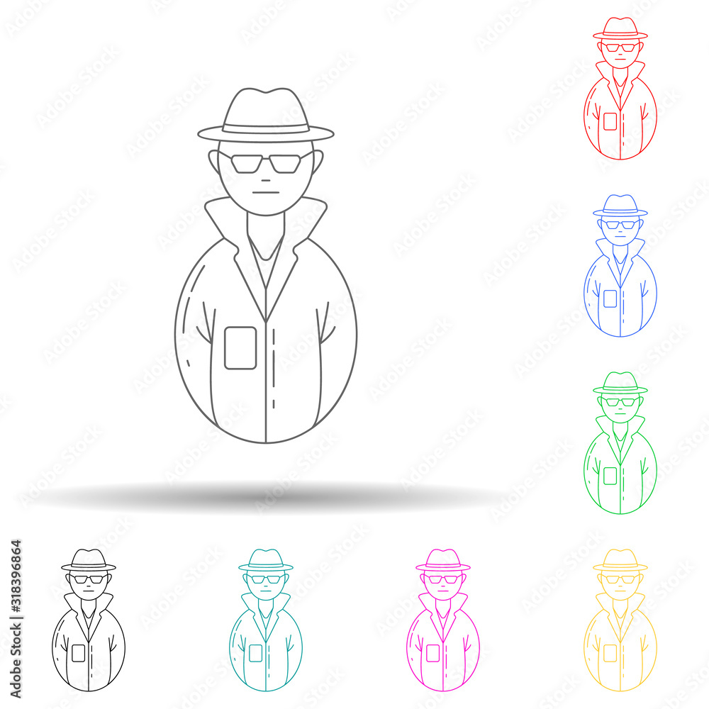 Poster avatars detective multi color style icon. simple thin line, outline vector of avatars icons for ui a