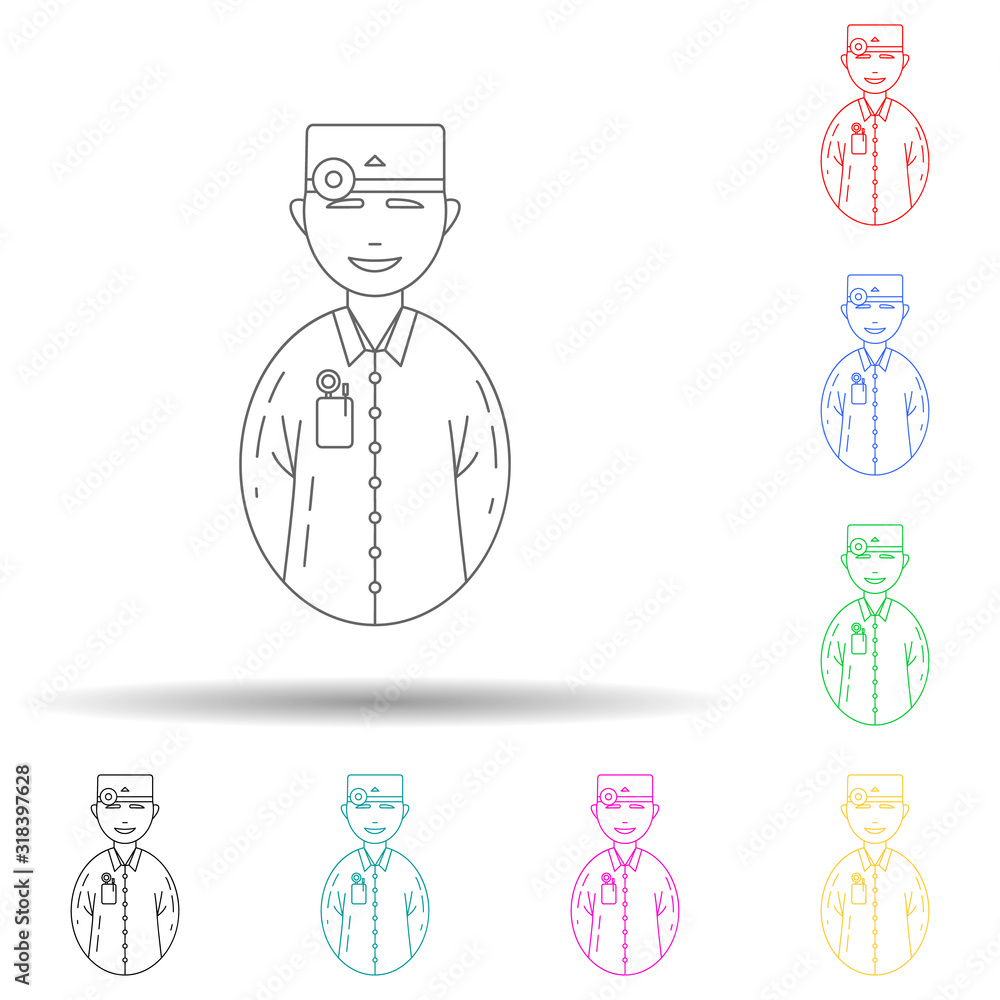 Poster avatar dentist multi color style icon. simple thin line, outline vector of avatars icons for ui and 