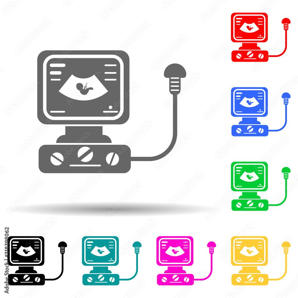 Poster image of a child on ultrasound multi color style icon. simple glyph, flat vector of baby icons for u