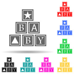alphabetic cubes multi color style icon. Simple glyph, flat vector of baby icons for ui and ux, website or mobile application