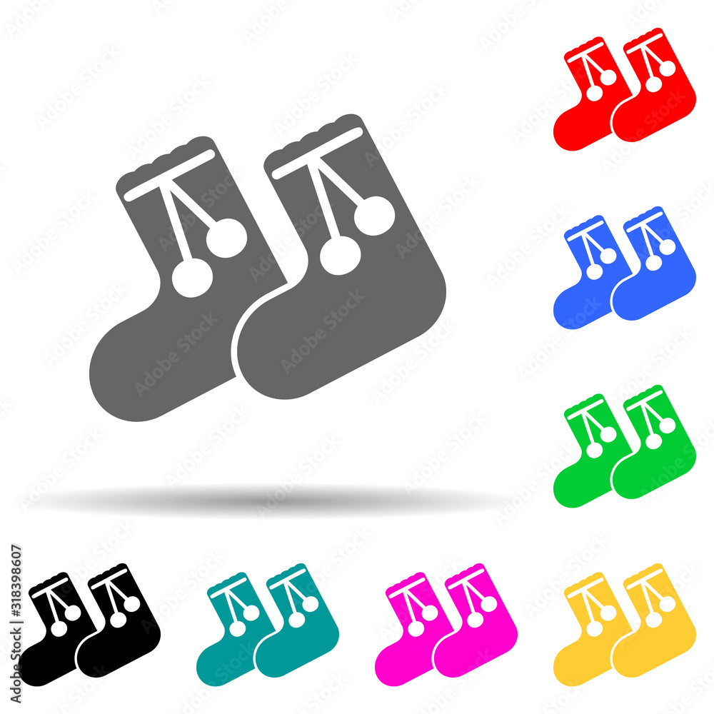 Poster children's warm socks multi color style icon. simple glyph, flat vector of baby icons for ui and ux,