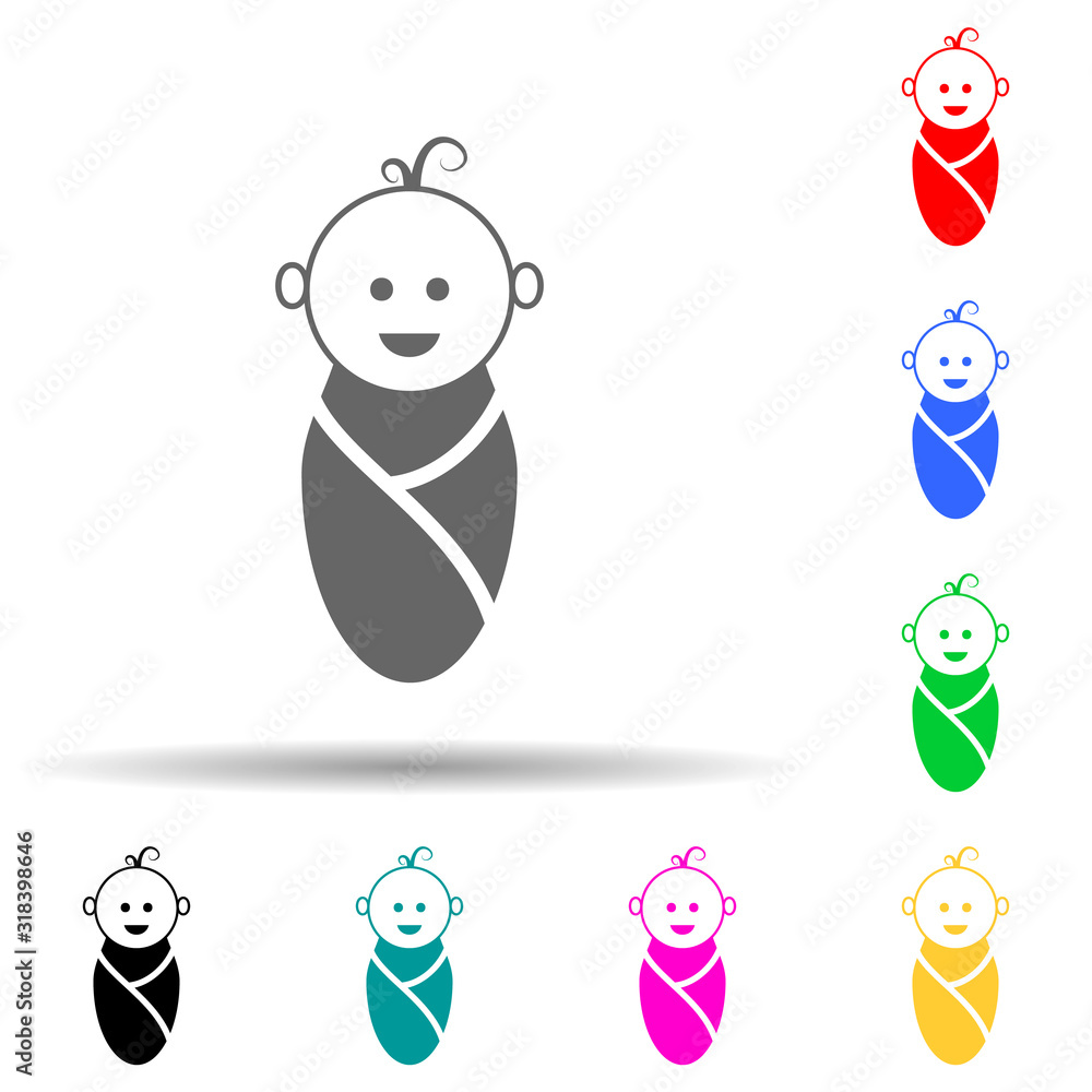 Poster baby multi color style icon. simple glyph, flat vector of baby icons for ui and ux, website or mobil