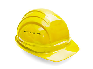 Yellow safety helmet isolated on white background