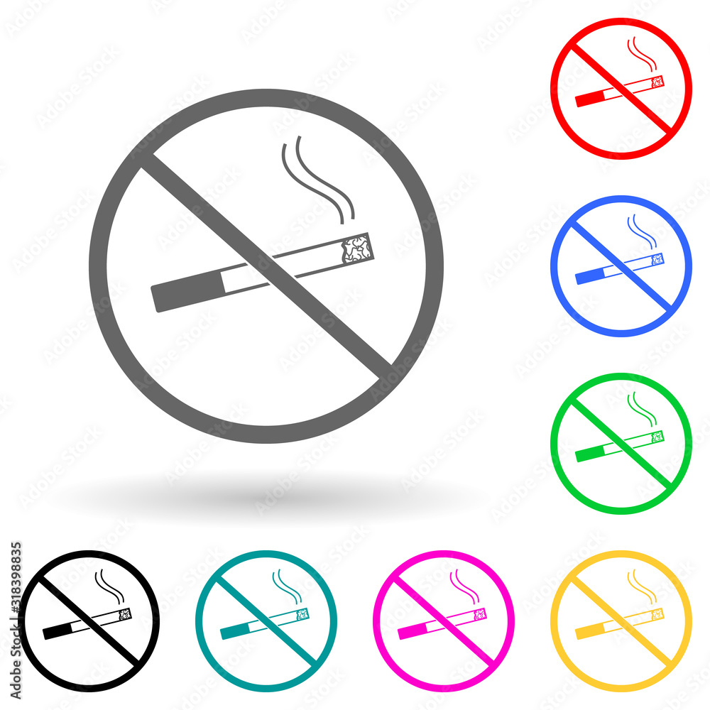 Aufkleber ban on smoking multi color style icon. simple glyph, flat vector of bad habbits icons for ui and ux,