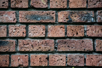 Red brick wall background texture. Background of old vintage red brick wall.