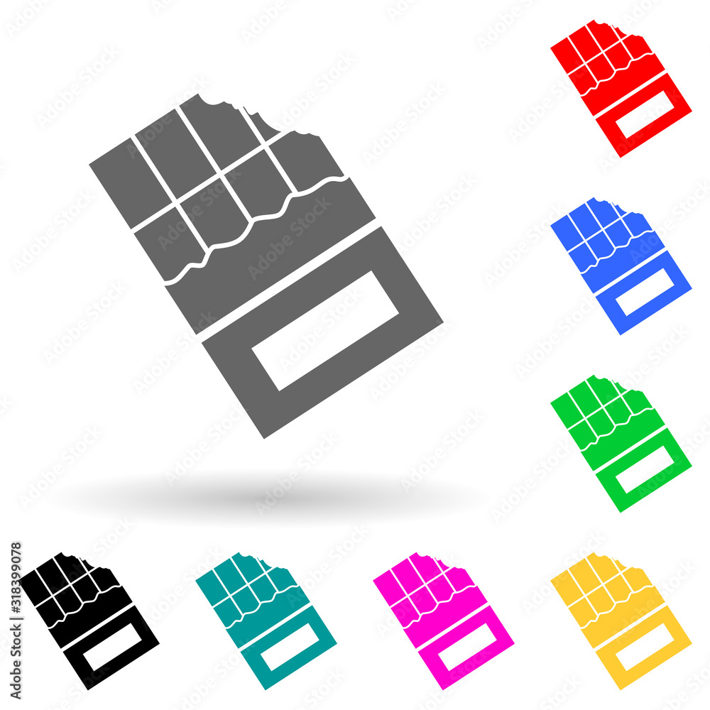 Poster eating chocolate multi color style icon. simple glyph, flat vector of bad habbits icons for ui and u