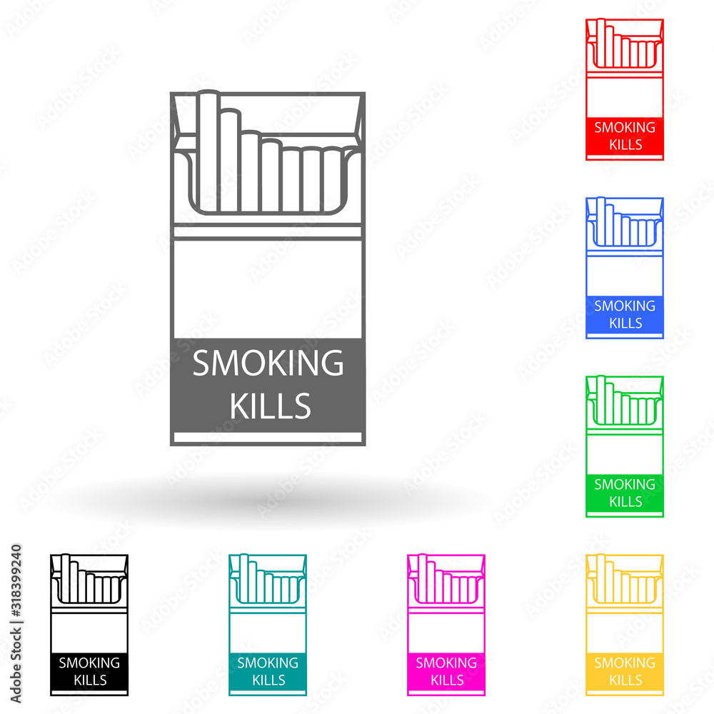 Poster open pack of cigarettes multi color style icon. simple glyph, flat vector of bad habbits icons for u