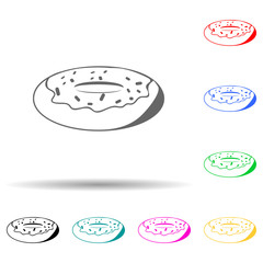 donut multi color style icon. Simple thin line, outline vector of bakery shop icons for ui and ux, website or mobile application