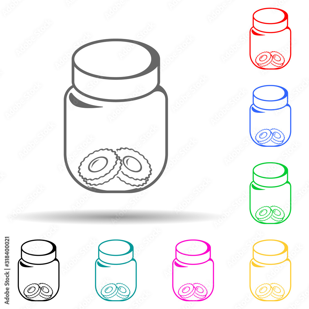 Poster cookies in a jar multi color style icon. simple thin line, outline vector of bakery shop icons for u