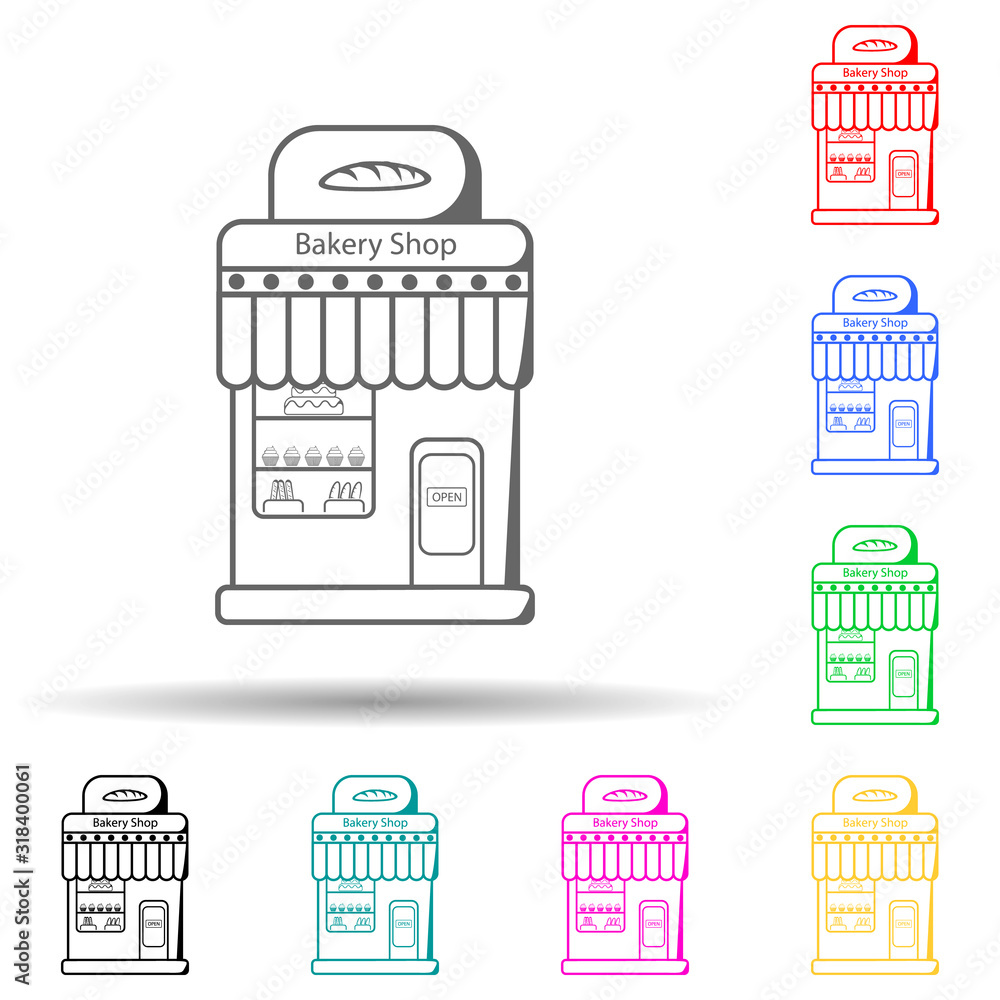 Poster bakery shop multi color style icon. simple thin line, outline vector of bakery shop icons for ui and