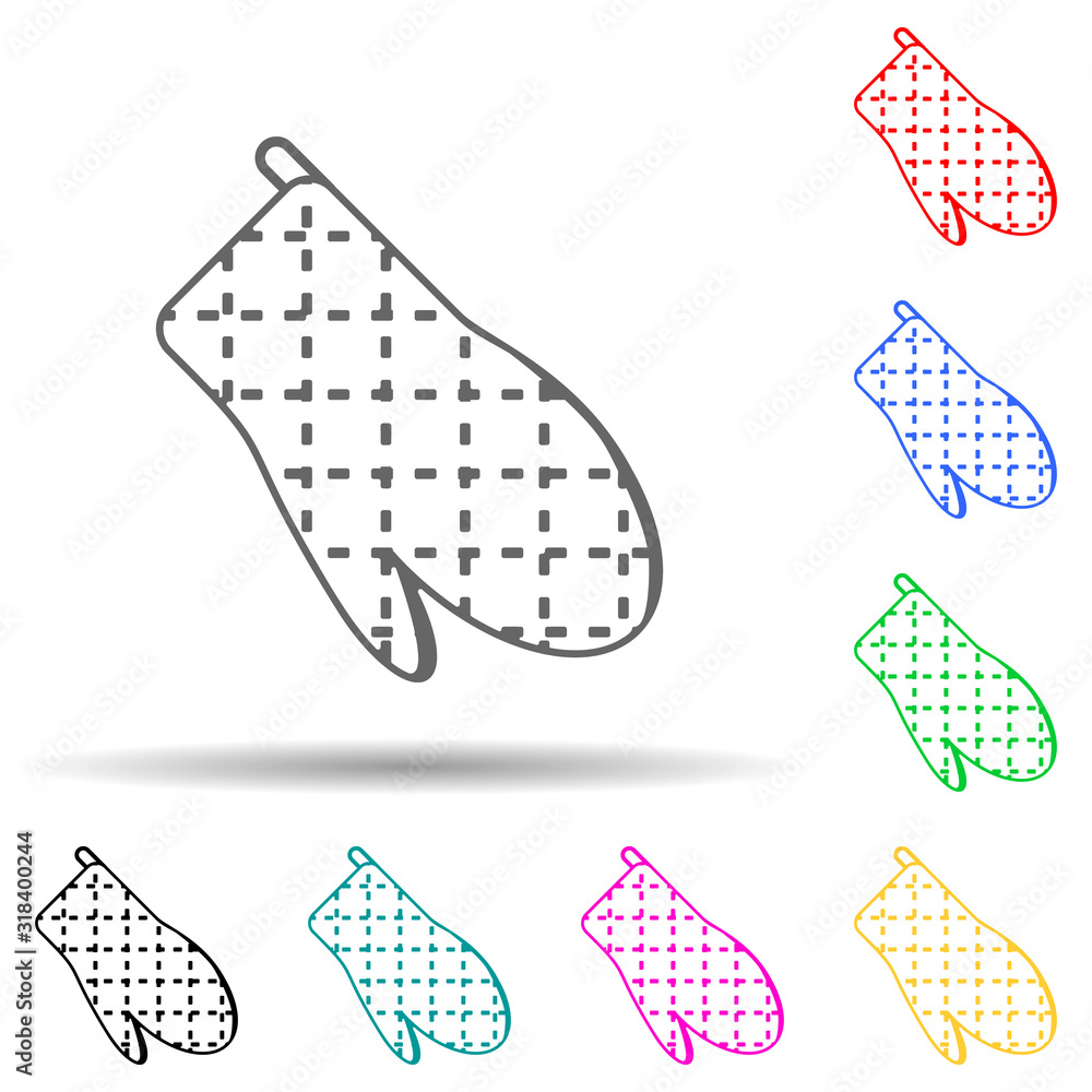 Aufkleber kitchen mittens multi color style icon. simple thin line, outline vector of bakery shop icons for ui