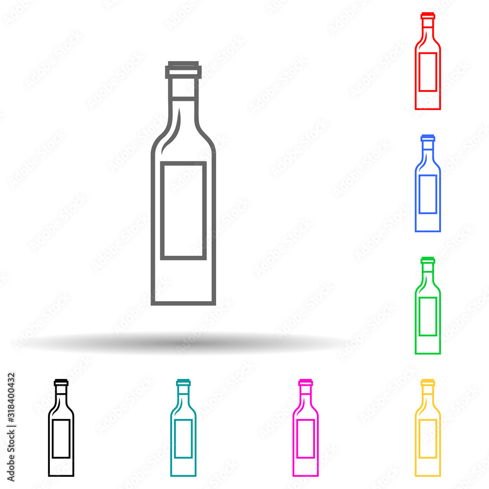Poster oil bottle multi color style icon. simple thin line, outline vector of bottle icons for ui and ux, w
