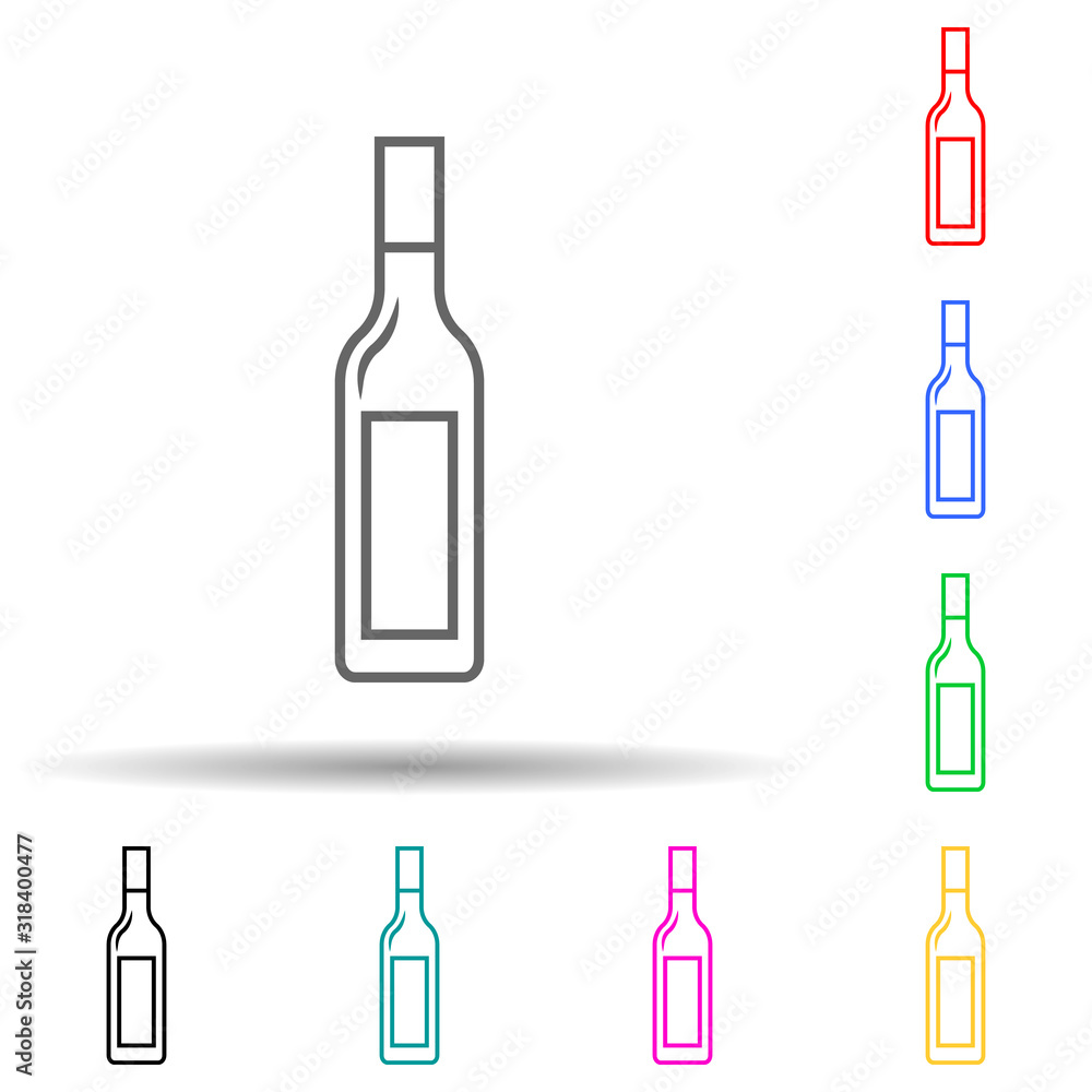Poster bottle of alcohol multi color style icon. simple thin line, outline vector of bottle icons for ui an