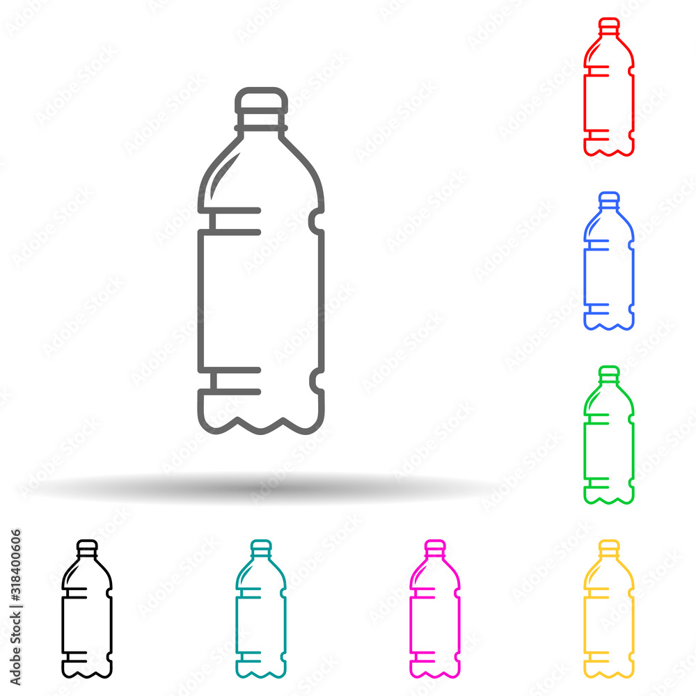 Poster plastic bottle of soda multi color style icon. simple thin line, outline vector of bottle icons for 