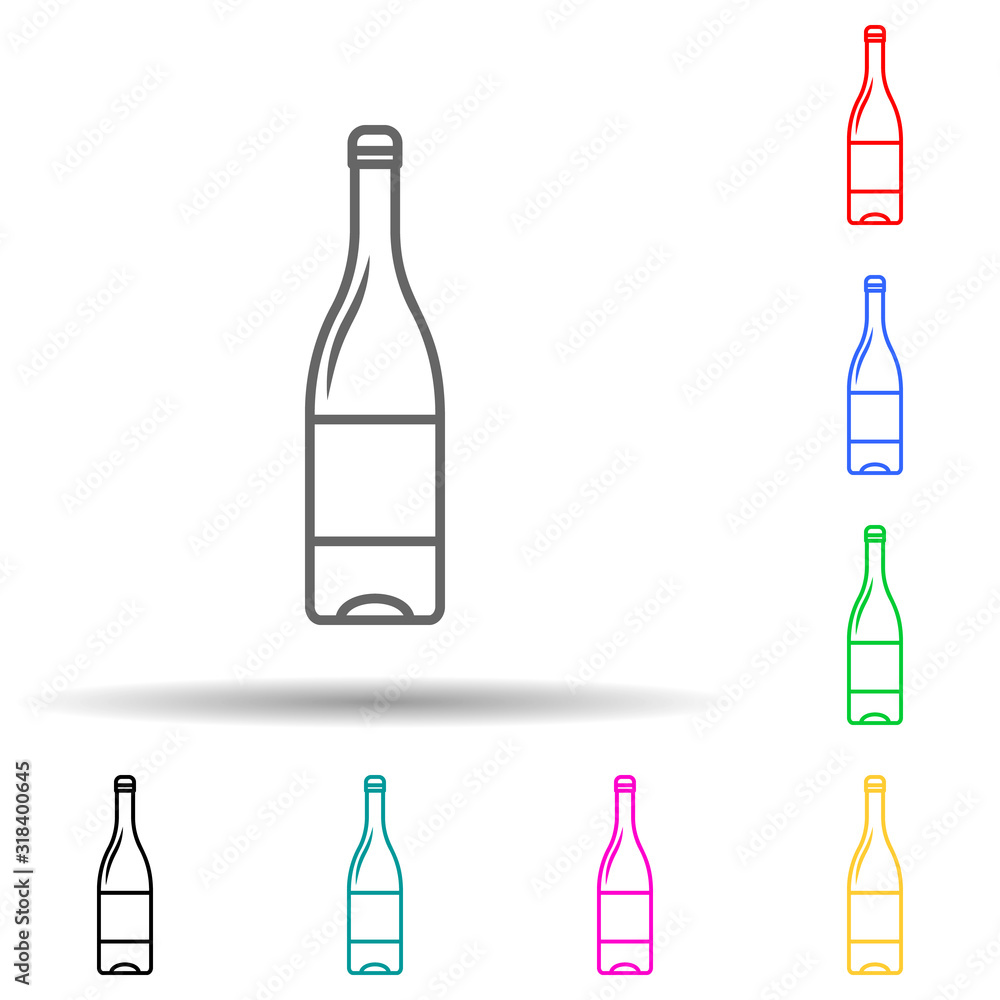 Poster a bottle of champagne multi color style icon. simple thin line, outline vector of bottle icons for u