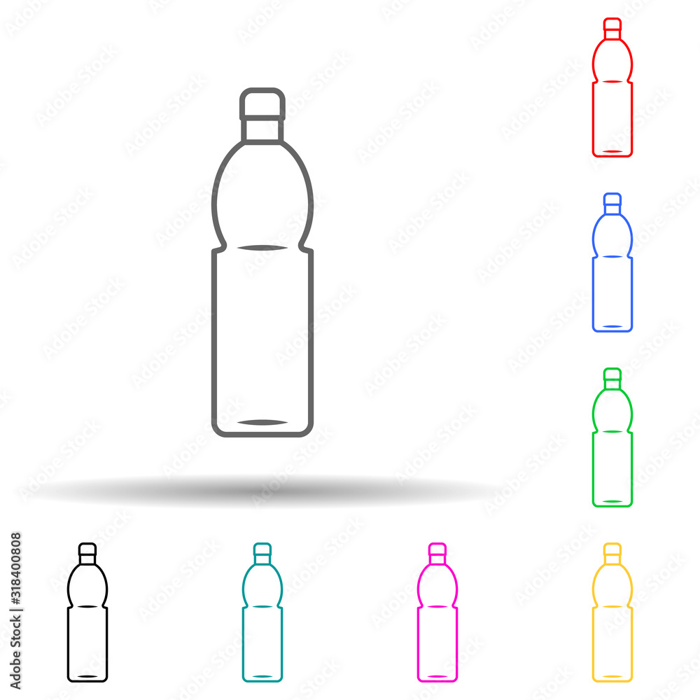 Poster plastic oil bottle multi color style icon. simple thin line, outline vector of bottle icons for ui a