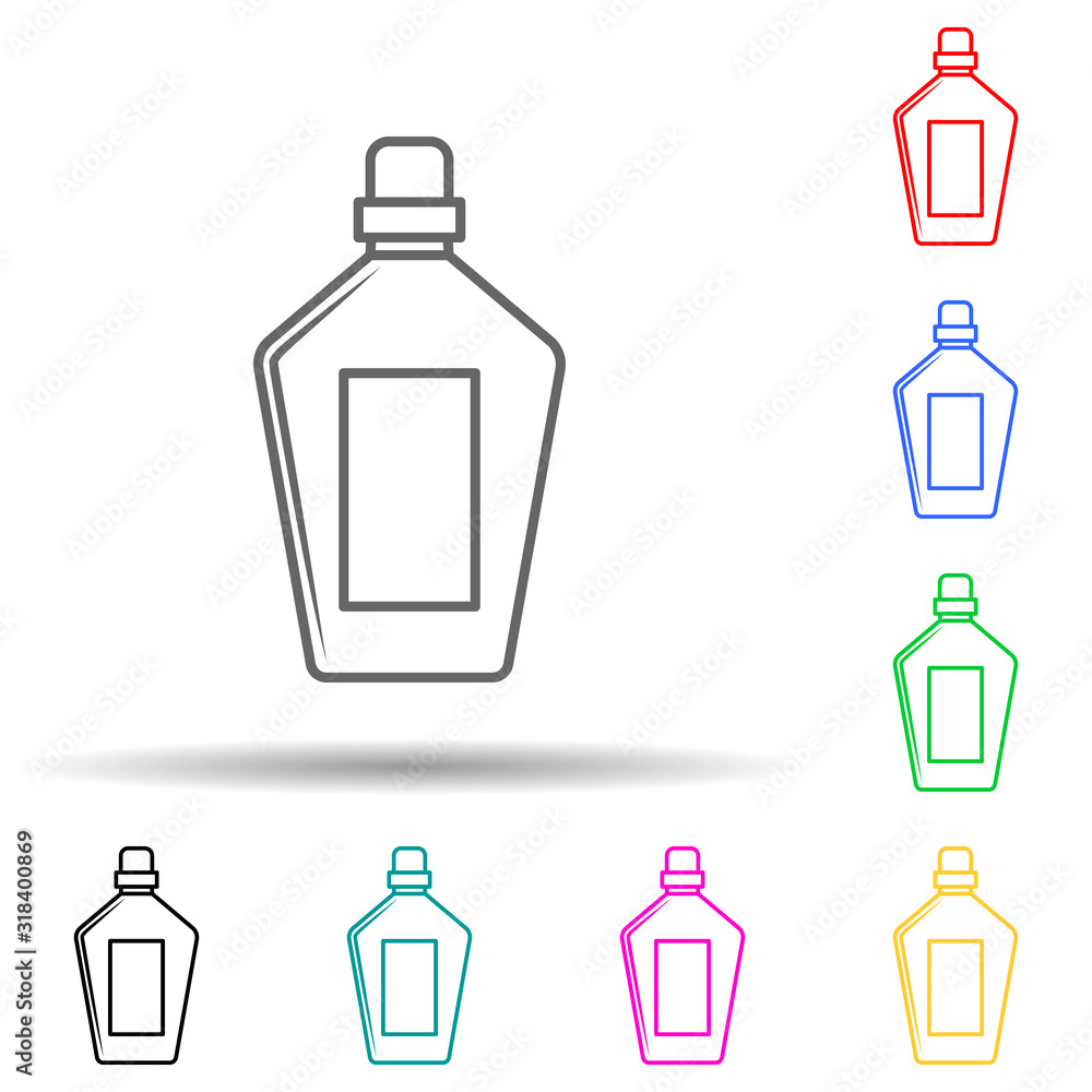Poster bottle of alcohol multi color style icon. simple thin line, outline vector of bottle icons for ui an