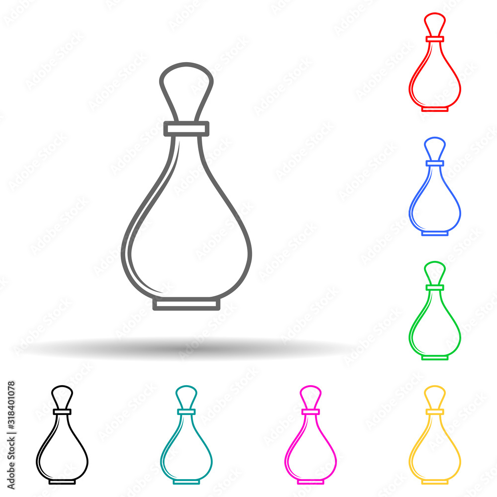 Poster perfume bottle multi color style icon. simple thin line, outline vector of bottle icons for ui and u