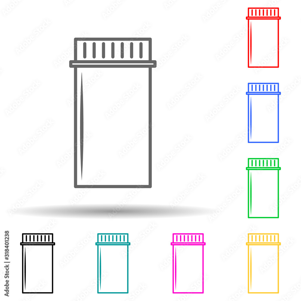 Poster tube for medicine multi color style icon. simple thin line, outline vector of bottle icons for ui an