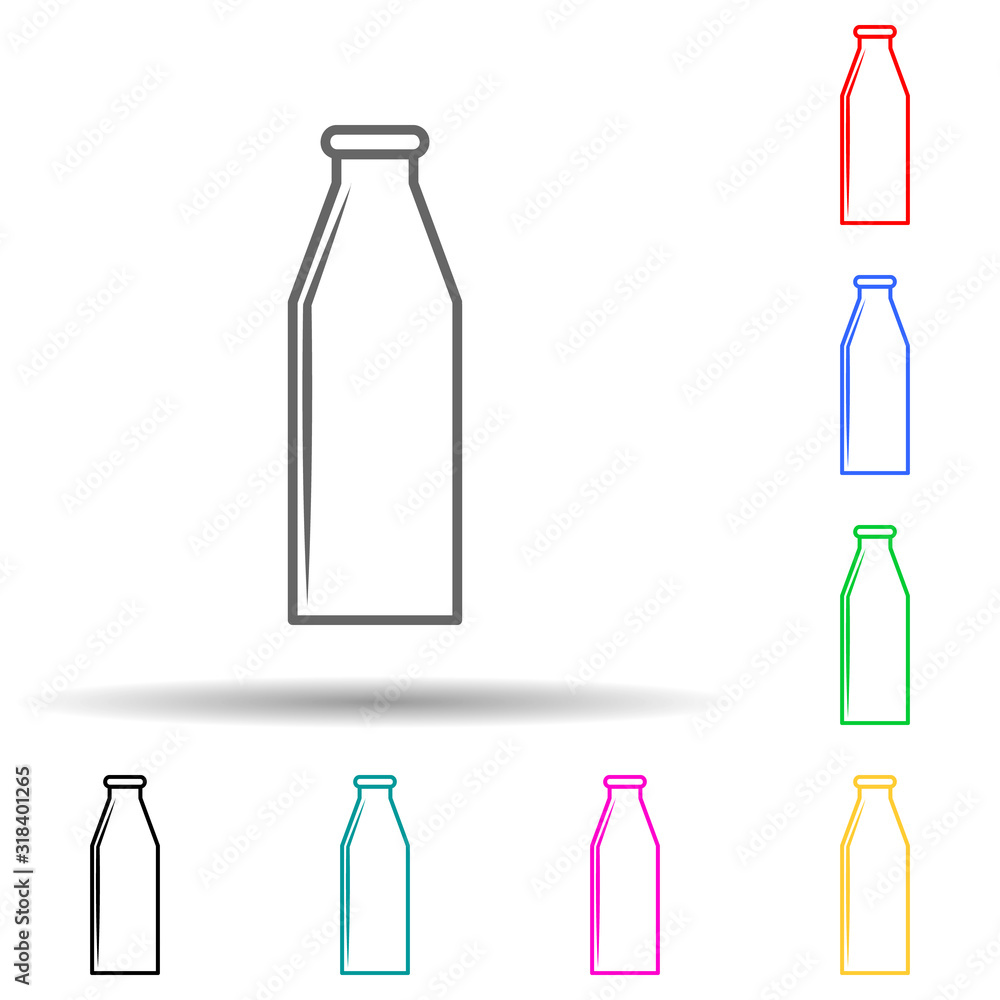 Poster milk bottle multi color style icon. simple thin line, outline vector of bottle icons for ui and ux, 