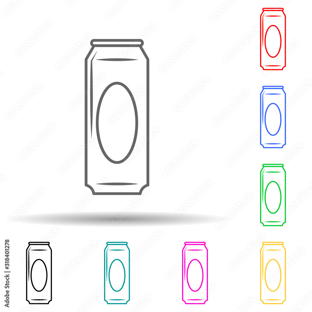Poster can multi color style icon. simple thin line, outline vector of bottle icons for ui and ux, website 