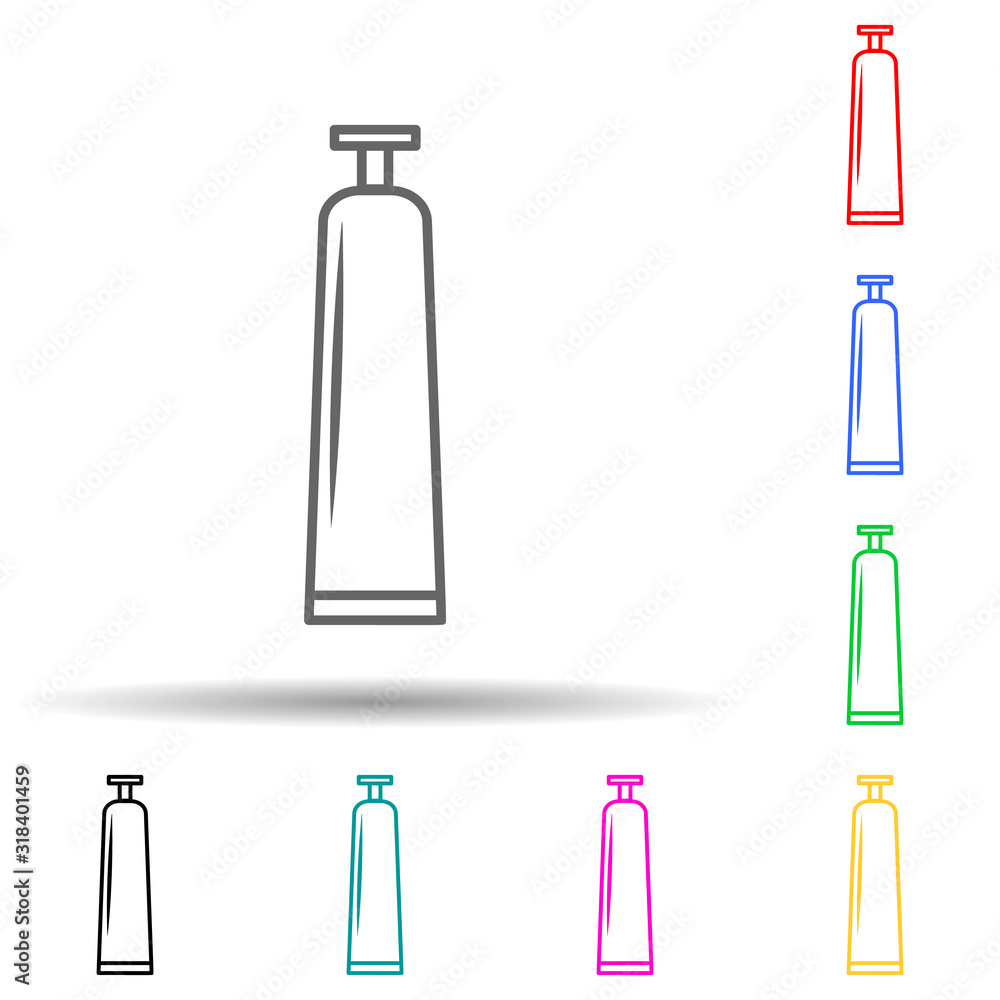 Poster hair spray multi color style icon. simple thin line, outline vector of bottle icons for ui and ux, w